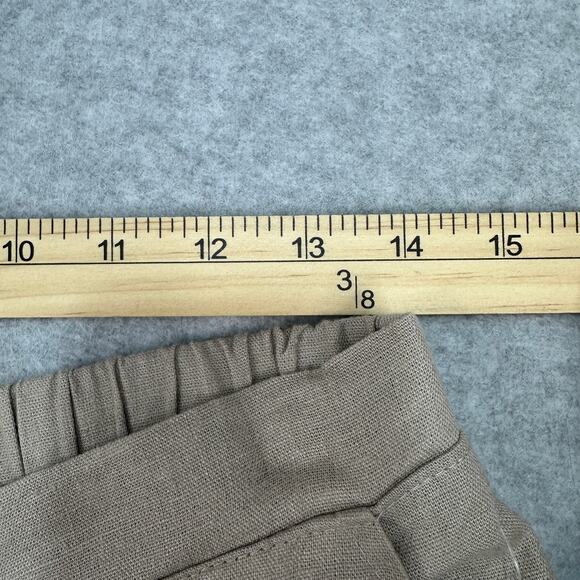 Cable & Gauge Pant Studio Wide Leg WMNS M Tan Linen Blend Elastic Waist Slit Hem - Picture 10 of 14